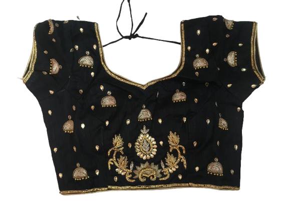 Raw Silk Black Designer Blouse 10